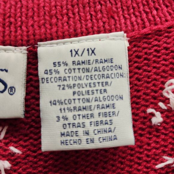 Basic Editions Holiday embroidered sweater vest (size 1X) - Picture 4 of 9